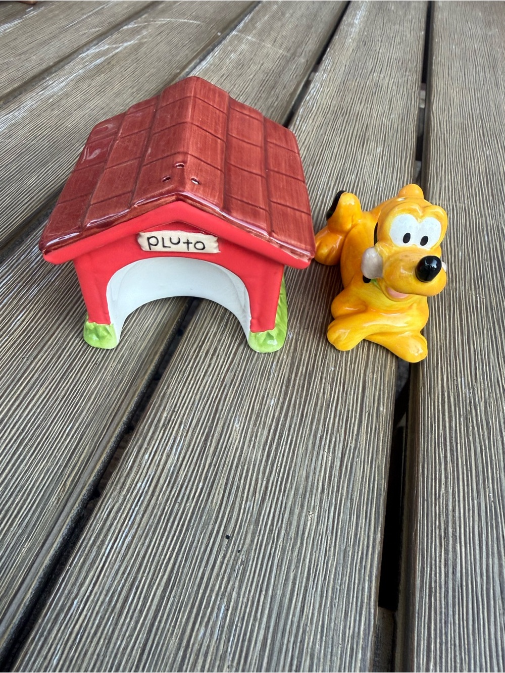 Disney Parks Pluto and Doghouse Ceramic Salt and Pepper Shaker Set